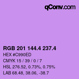 カラーコード: RGB 201 144.4 237.4 | qconv.com