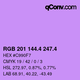 カラーコード: RGB 201 144.4 247.4 | qconv.com