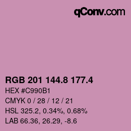 カラーコード: RGB 201 144.8 177.4 | qconv.com