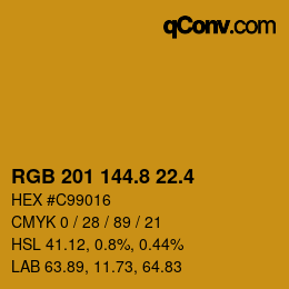 カラーコード: RGB 201 144.8 22.4 | qconv.com