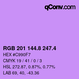 カラーコード: RGB 201 144.8 247.4 | qconv.com