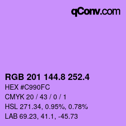 カラーコード: RGB 201 144.8 252.4 | qconv.com