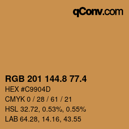 カラーコード: RGB 201 144.8 77.4 | qconv.com