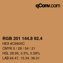 カラーコード: RGB 201 144.8 92.4 | qconv.com
