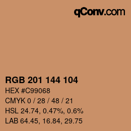 Color code: RGB 201 144 104 | qconv.com