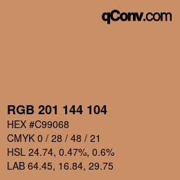 Color code: RGB 201 144 104 | qconv.com