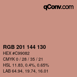 Color code: RGB 201 144 130 | qconv.com