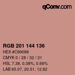 Color code: RGB 201 144 136 | qconv.com