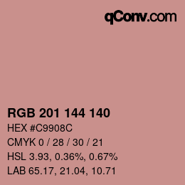 Color code: RGB 201 144 140 | qconv.com
