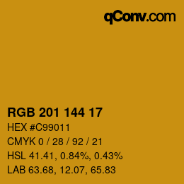 カラーコード: RGB 201 144 17 | qconv.com