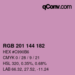 Color code: RGB 201 144 182 | qconv.com
