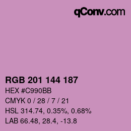 Color code: RGB 201 144 187 | qconv.com