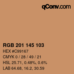 カラーコード: RGB 201 145 103 | qconv.com