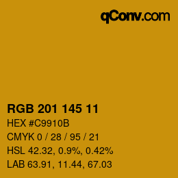 カラーコード: RGB 201 145 11 | qconv.com