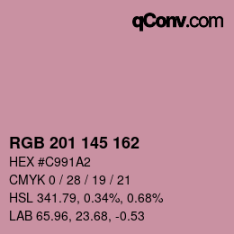 Color code: RGB 201 145 162 | qconv.com