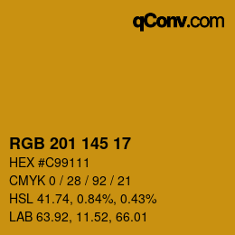 Color code: RGB 201 145 17 | qconv.com