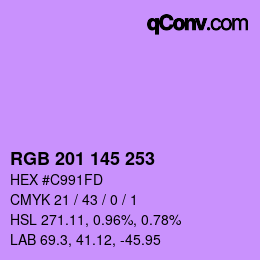 Color code: RGB 201 145 253 | qconv.com