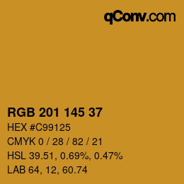 Color code: RGB 201 145 37 | qconv.com