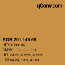 Color code: RGB 201 145 69 | qconv.com