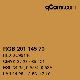 Color code: RGB 201 145 70 | qconv.com