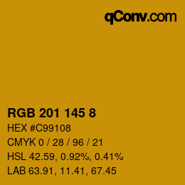 颜色代码: RGB 201 145 8 | qconv.com