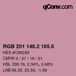 カラーコード: RGB 201 146.2 165.6 | qconv.com