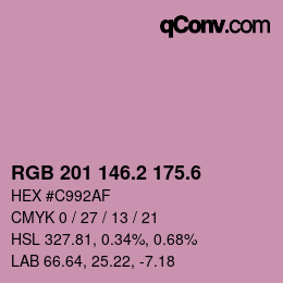 カラーコード: RGB 201 146.2 175.6 | qconv.com