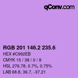 カラーコード: RGB 201 146.2 235.6 | qconv.com