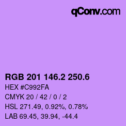 カラーコード: RGB 201 146.2 250.6 | qconv.com