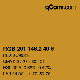 カラーコード: RGB 201 146.2 40.6 | qconv.com