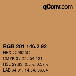 カラーコード: RGB 201 146.2 92 | qconv.com