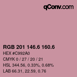 カラーコード: RGB 201 146.6 160.6 | qconv.com