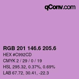 カラーコード: RGB 201 146.6 205.6 | qconv.com