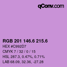 カラーコード: RGB 201 146.6 215.6 | qconv.com