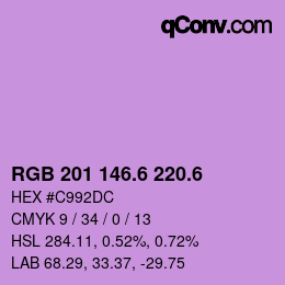 カラーコード: RGB 201 146.6 220.6 | qconv.com