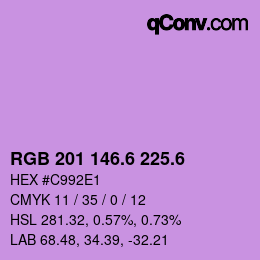カラーコード: RGB 201 146.6 225.6 | qconv.com