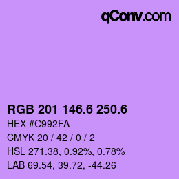 カラーコード: RGB 201 146.6 250.6 | qconv.com
