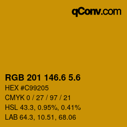 カラーコード: RGB 201 146.6 5.6 | qconv.com