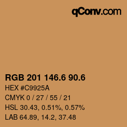 カラーコード: RGB 201 146.6 90.6 | qconv.com