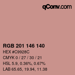 カラーコード: RGB 201 146 140 | qconv.com