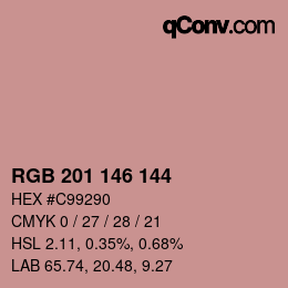 Color code: RGB 201 146 144 | qconv.com