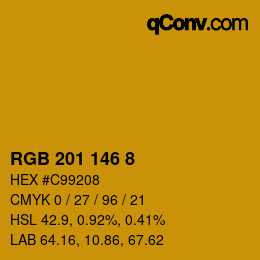 カラーコード: RGB 201 146 8 | qconv.com