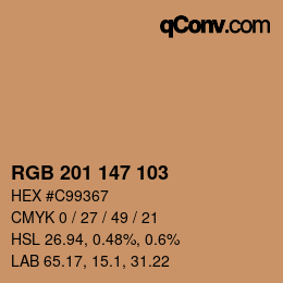 Color code: RGB 201 147 103 | qconv.com