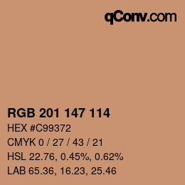 Color code: RGB 201 147 114 | qconv.com