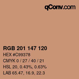 カラーコード: RGB 201 147 120 | qconv.com