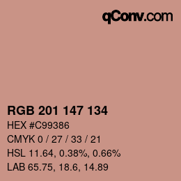 Color code: RGB 201 147 134 | qconv.com