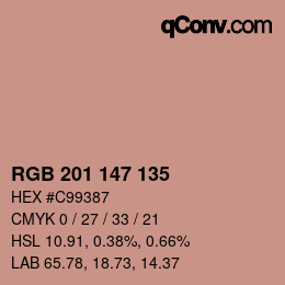 Color code: RGB 201 147 135 | qconv.com