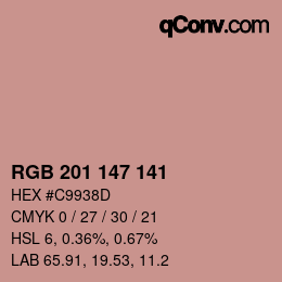 カラーコード: RGB 201 147 141 | qconv.com