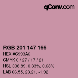 Color code: RGB 201 147 166 | qconv.com