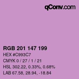 Color code: RGB 201 147 199 | qconv.com